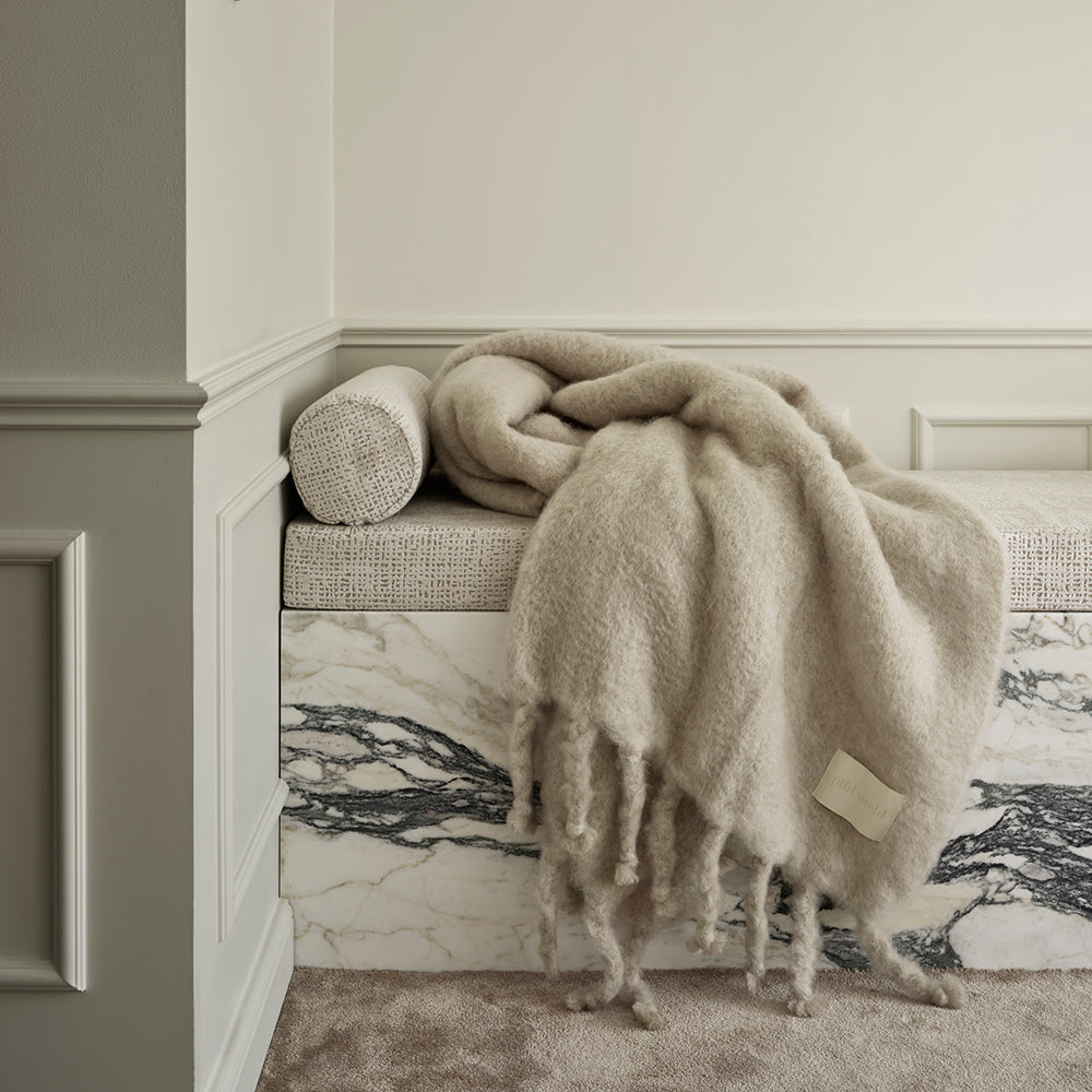 Fringe Mohair Blanket - Beige – PihlStrehl